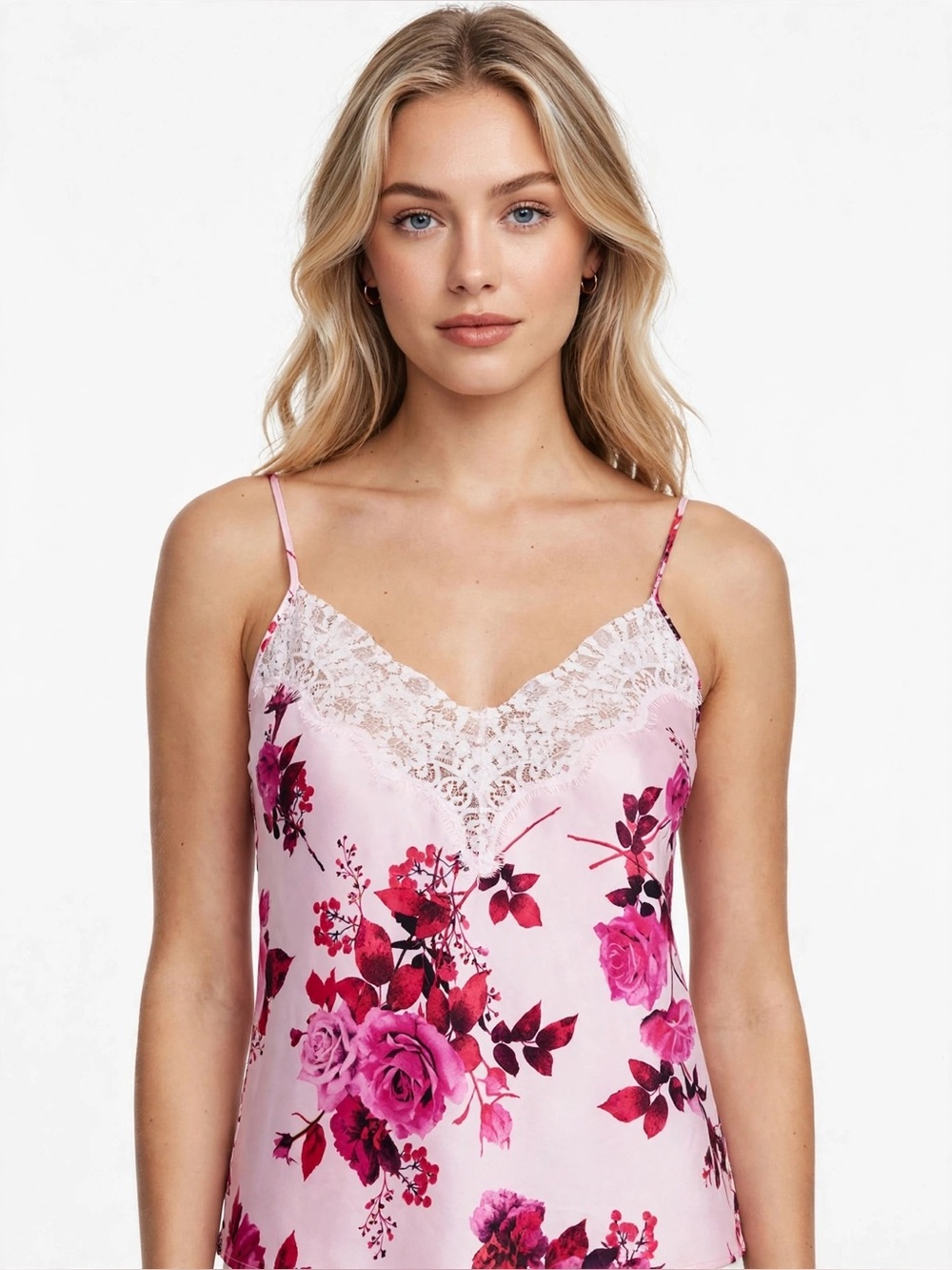 INC International Concepts Floral Lace Camisole in Pink & White Medium Like New